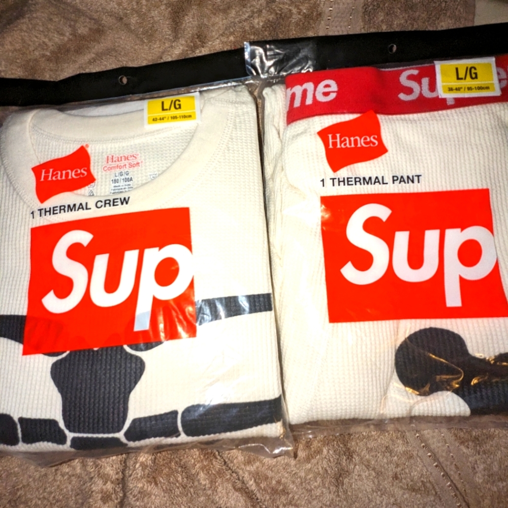 🔥 SUPREME x HANES SKELETON THERMAL TOP & BOTTOM SET 🔥